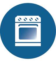 Graphic icon of an oven