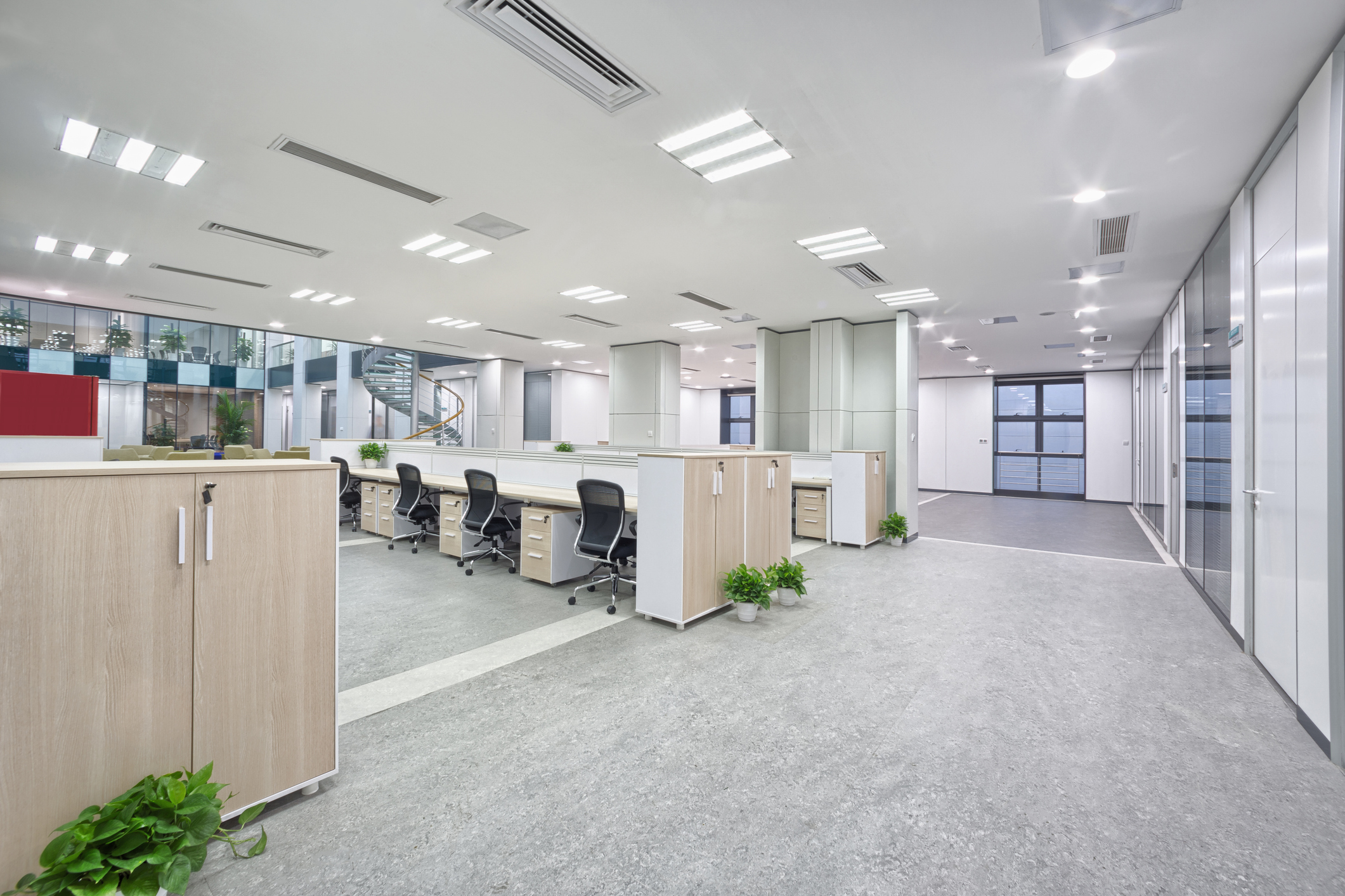 Wide shot of a modern office interior