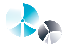Graphic icon of two windmills