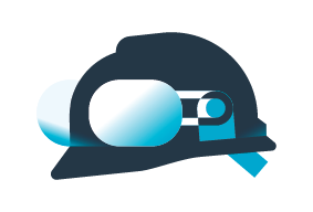 Graphic icon of a hard hat